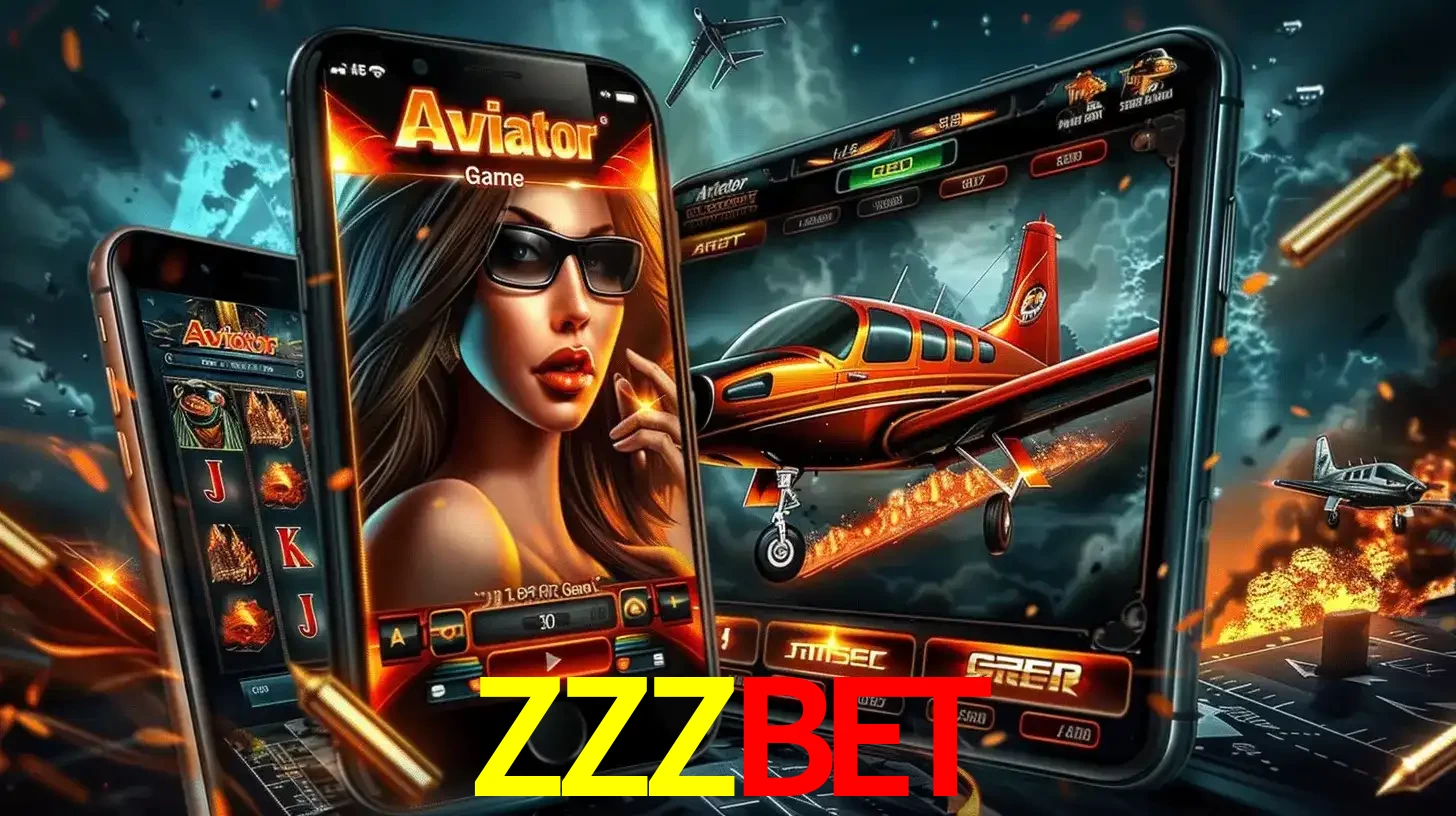 O popular jogo de apostas Aviator exibido em vários celulares e tablets, mostrando a interface emocionante e a ação de voo disponíveis para jogar agora no ZZZBET.