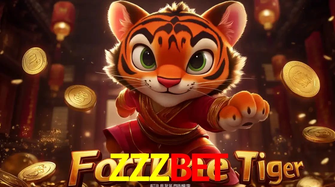 O carismático mascote do jogo de slot Fortune Tiger, um tigre fofo em pose de artes marciais, pronto para trazer sorte e multiplicadores de ganhos no cassino online ZZZBET.