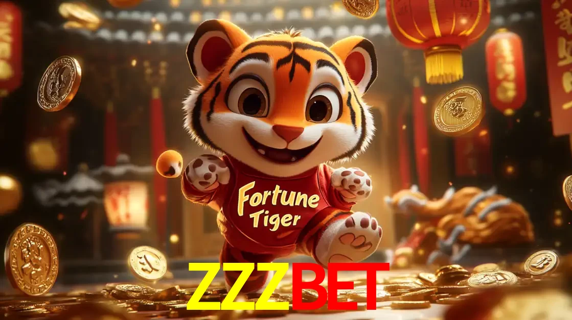 O alegre personagem do Fortune Tiger correndo sobre um caminho de moedas de ouro, simbolizando os grandes prêmios e a diversão do popular jogo de slot do ZZZBET.